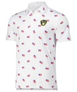 Unisex Milwaukee Brewers White 2026 Americana Graphic Polo Shirt for Baseball Fans