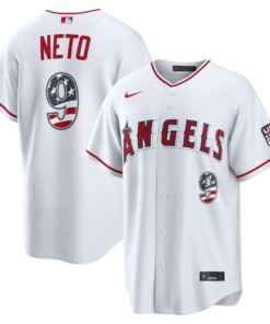 Unisex Los Angeles Angels Zach Neto White USA 250 Fourth of July Graphic Baseball Jersey for Baseball Fans