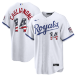 Unisex Kansas City Royals Jac Caglianone White USA 250 Fourth of July Home Graphic Baseball Jersey for Baseball Fans