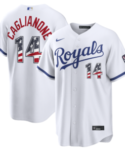 Unisex Kansas City Royals Jac Caglianone White USA 250 Fourth of July Home Graphic Baseball Jersey for Baseball Fans