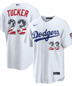 Unisex Los Angeles Dodgers Kyle Tucker White USA 250 Fourth of July Home Graphic Baseball Jersey for Baseball Fans