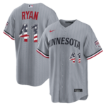 Unisex Minnesota Twins Joe Ryan Gray USA 250 Fourth of July Road Graphic Baseball Jersey for Baseball Fans