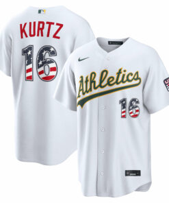 Unisex Athletics Nick Kurtz White USA 250 Fourth of July Home Graphic Baseball Jersey for Baseball Fans