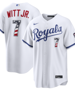 Unisex Kansas City Royals Bobby Witt Jr. White USA 250 Fourth of July Home Graphic Baseball Jersey for Baseball Fans