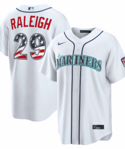 Unisex Seattle Mariners Cal Raleigh White USA 250 Fourth of July Home Graphic Baseball Jersey for Baseball Fans