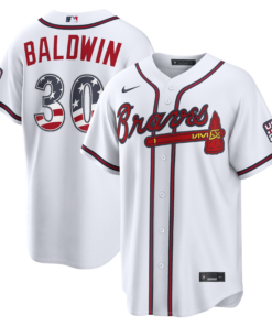 Unisex Atlanta Braves Drake Baldwin White USA 250 Fourth of July Home Graphic Baseball Jersey for Baseball Fans