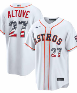 Unisex Houston Astros Jose Altuve White USA 250 Fourth of July Home Graphic Baseball Jersey for Baseball Fans