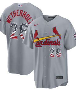 Unisex St. Louis Cardinals JJ Wetherholt Gray USA 250 Fourth of July Road Graphic Baseball Jersey for Baseball Fans