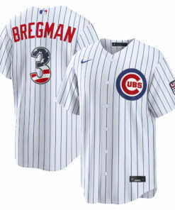 Unisex Chicago Cubs Alex Bregman White USA 250 Fourth of July Home Graphic Baseball Jersey for Baseball Fans