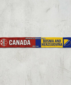 Global Soccer Event 2026 Canada Vs Bosnia And Herzegovina Football Scarf Red Blue