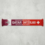 Global Soccer Event 2026 Qatar Vs Switzerland Football Scarf Deep Burgundy Red