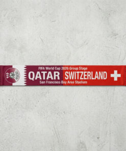 Global Soccer Event 2026 Qatar Vs Switzerland Football Scarf Deep Burgundy Red