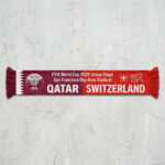 Global Soccer Event 2026 Qatar Vs Switzerland Football Scarf Vibrant Red