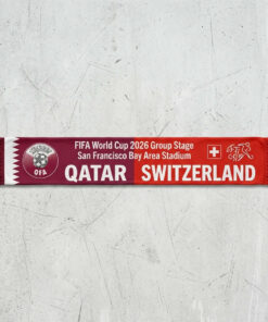 Global Soccer Event 2026 Qatar Vs Switzerland Football Scarf Vibrant Red