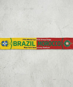 Global Soccer Event 2026 Brazil Vs Morocco Football Scarf Split Design