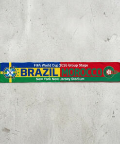 Global Soccer Event 2026 Brazil Vs Morocco Football Scarf Two Sided