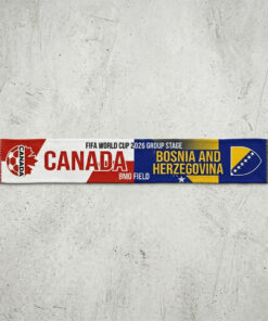 Global Soccer Event 2026 Canada Vs Bosnia And Herzegovina Football Scarf Vibrant Contrast