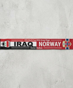 Global Soccer Event 2026 Iraq Vs Norway Football Scarf Gold Fringes