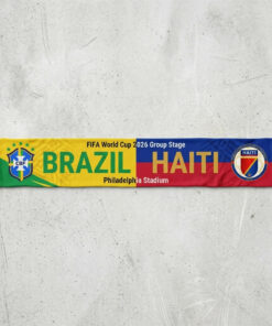 Global Soccer Event 2026 Brazil Vs Haiti Football Scarf Split Colors