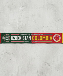 Global Soccer Event 2026 Uzbekistan Vs Colombia Football Scarf Blue Yellow
