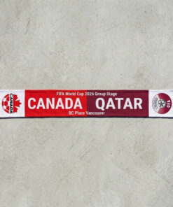 Global Soccer Event 2026 Canada Vs Qatar Football Scarf Dual Crest