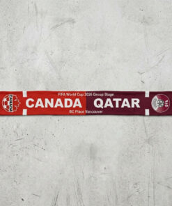 Global Soccer Event 2026 Canada Vs Qatar Football Scarf White Maroon