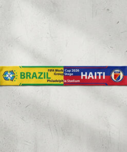 Global Soccer Event 2026 Brazil Vs Haiti Football Scarf Dual Crest