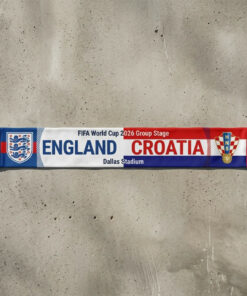 Global Soccer Event 2026 England Vs Croatia Football Scarf Dual Crest