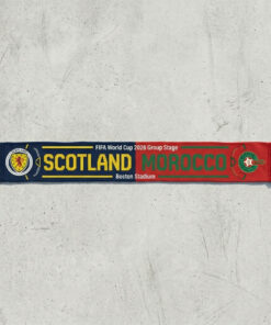 Global Soccer Event 2026 Scotland Vs Morocco Football Scarf Navy Red