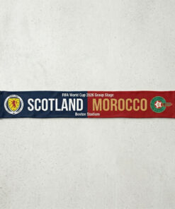 Global Soccer Event 2026 Scotland Vs Morocco Football Scarf Dual Logo