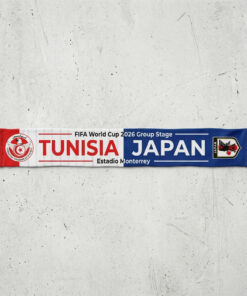 Global Soccer Event 2026 Tunisia Vs Japan Football Scarf Bold Typography