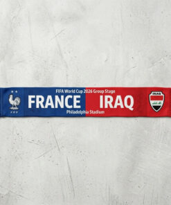 Global Soccer Event 2026 France Vs Iraq Football Scarf Vibrant Print