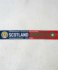Global Soccer Event 2026 Scotland Vs Morocco Football Scarf Fringed Edge
