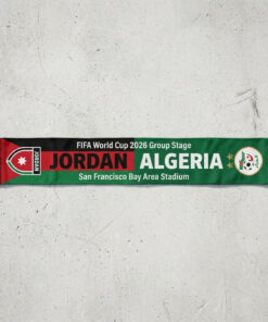 Global Soccer Event 2026 Jordan Vs Algeria Football Scarf Bold Text