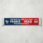 Global Soccer Event 2026 France Vs Iraq Football Scarf Team Crests