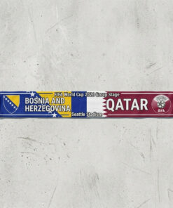 Global Soccer Event 2026 Bosnia And Herzegovina Vs Qatar Football Scarf Fringed Ends