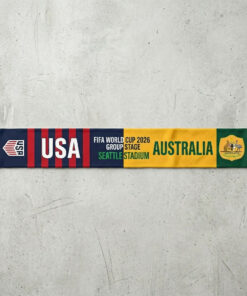 Global Soccer Event 2026 USA Vs Australia Football Scarf Fringed Edge