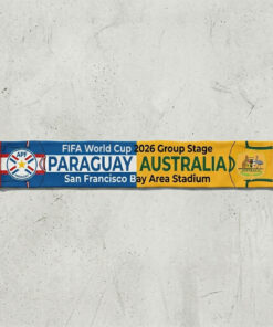 Global Soccer Event 2026 Paraguay Vs Australia Football Scarf Dual Crests