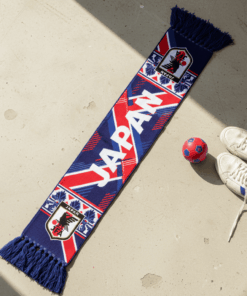 Japan Scarf Global Soccer Event 2026 Clean Text Contrast