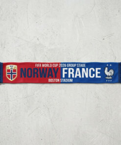 Global Soccer Event 2026 Norway Vs France Football Scarf Dual Crests