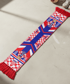 Global Soccer Event 2026 Croatia Scarf Blue Knitted Fabric