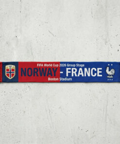 Global Soccer Event 2026 Norway Vs France Football Scarf Combined Logos