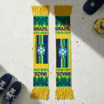 Global Soccer Event 2026 Brazil Scarf Green Tassel Fringes