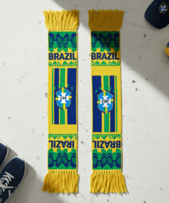 Global Soccer Event 2026 Brazil Scarf Green Tassel Fringes