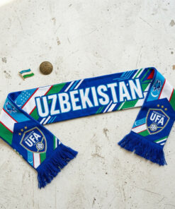 Uzbekistan Scarf Global Soccer Event 2026 Vibrant Blue Green And White Graphics