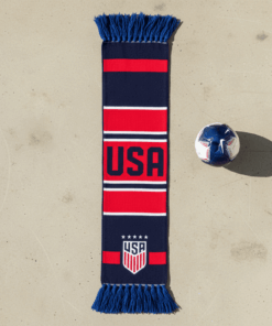 USA Scarf Global Soccer Event 2026 Heritage Style With Soft Navy Tassels