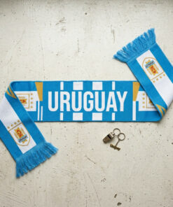 Uruguay Scarf Global Soccer Event 2026 With Four Gold Stars Crest And Light Blue Color