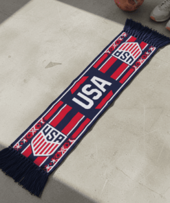 USA Scarf Global Soccer Event 2026 Vibrant Red White And Blue Patriotic Pattern