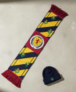 Scotland Scarf Global Soccer Event 2026 Navy Blue Knit With National Symbols
