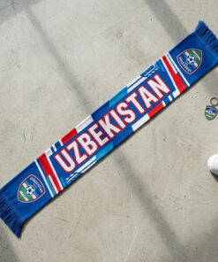 Uzbekistan Scarf Global Soccer Event 2026 Elegant Bordered Shield And Wordmark Design